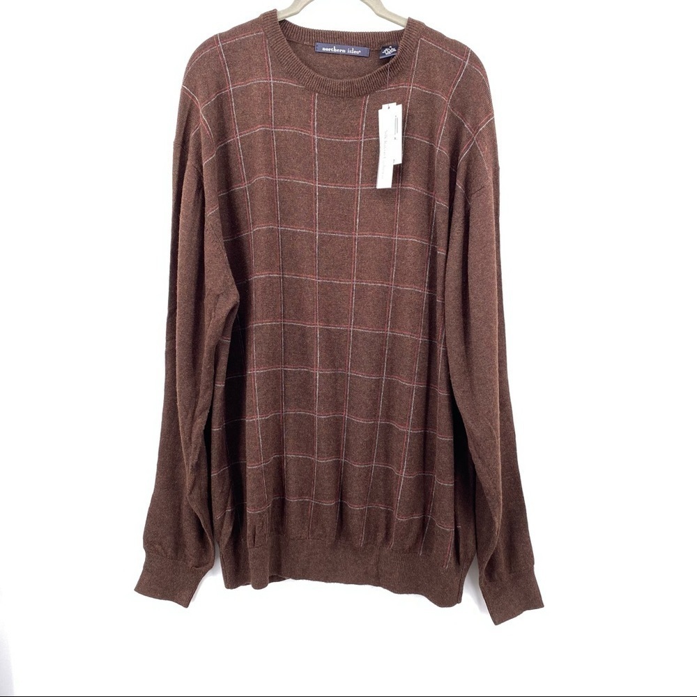 Northern Isles Silk/Cashmere Blend Men's Sweater Size XL Brown